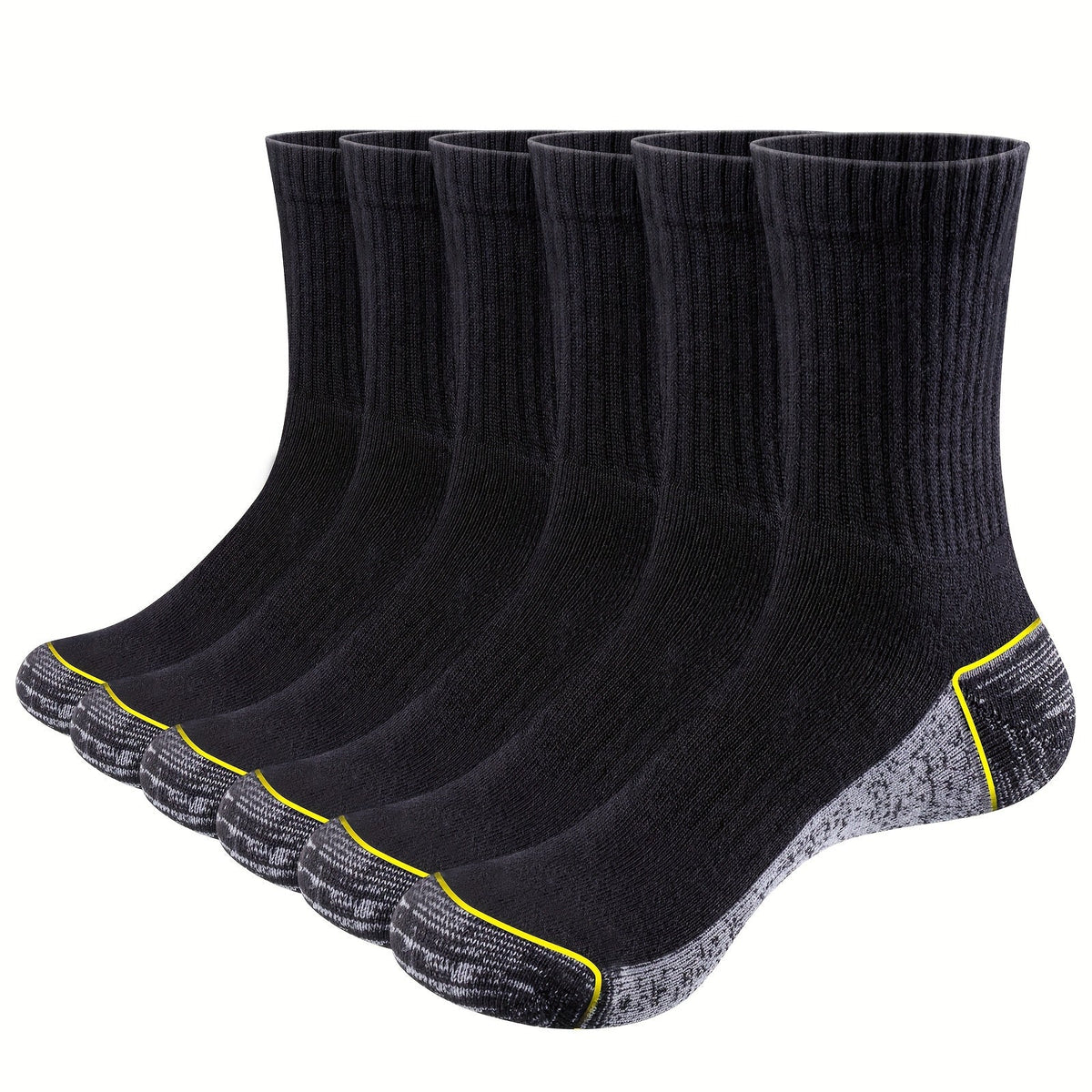 6 Pairs Cushioned Moisture-Wicking Work Socks